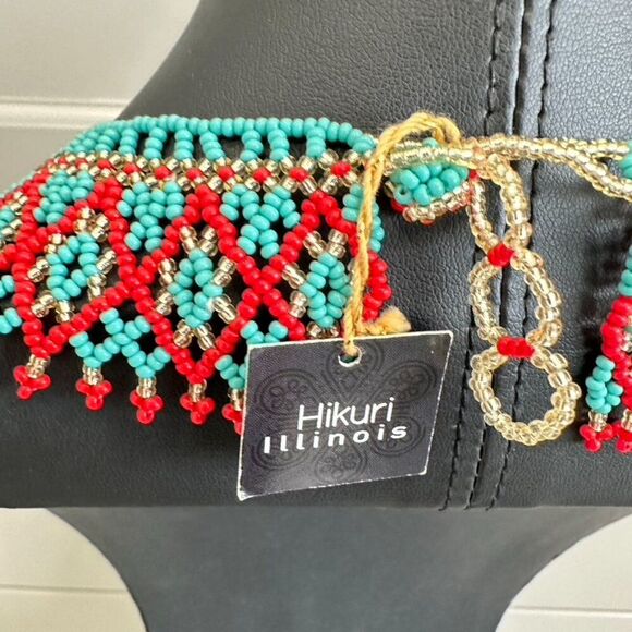NWT Hikuri Illinois Huichol Necklace Earring Bracelet Set - Seed bead - Picture 10 of 11